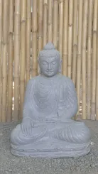 Sitzender Buddha aus Flussstein in Bhumisparsha - Geste des Berührens der Erde. 65cm Höhe. 